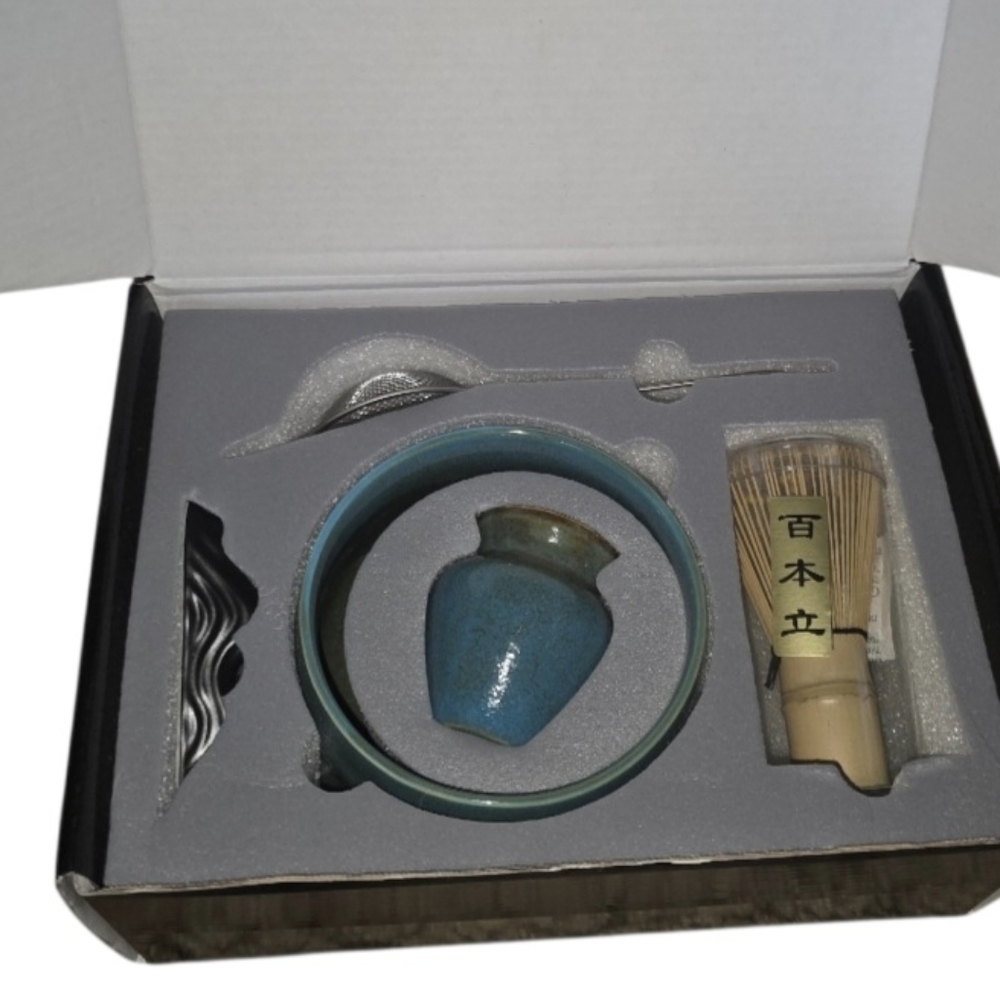 NEW Macha Tea Making Set. Ceramic Macha Bowl (chawan), Bamboo whisk (chasen) etc